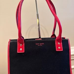 kate spade NY Small Black and Red Leather Trim Handbag